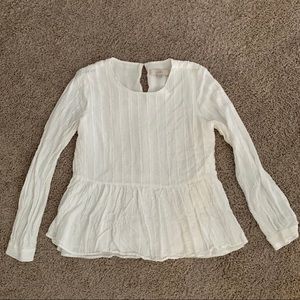 LOFT long sleeve white pelpum style blouse